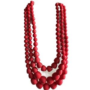 Elegant dark coral diamond cut Beaded Necklace
